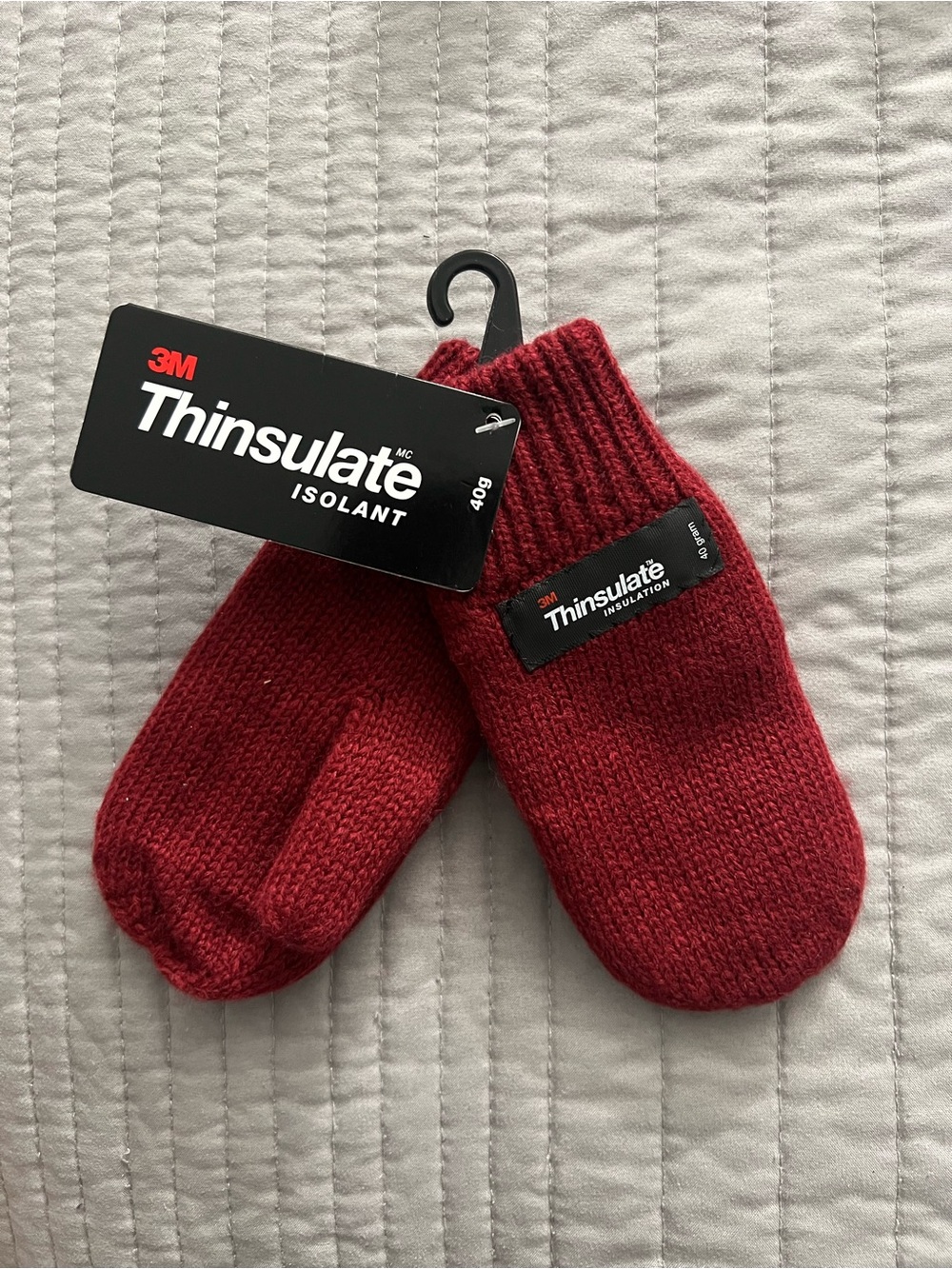 3M Thinsulate Burgundy Knit Mittens | 1-2Y